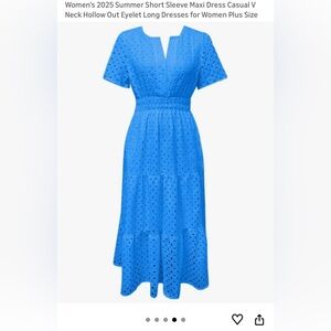 Simlakey Blue Eyelet Midi Dress Small NWT